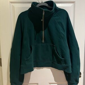 Scuba Oversized Half-Zip Hoodie Storm Teal with Gold Zipper XL/XXL